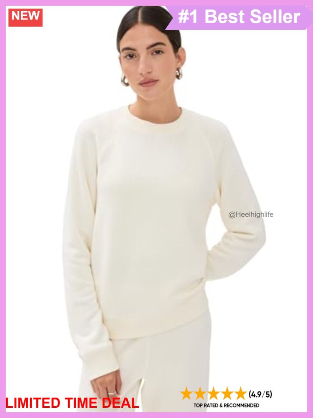 French Terry Relaxed Pullover Crew Neck Sweatshirt Made in USA